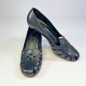 Naturalizer Shoes Womens 9 Black Leather Heels Classic Comfort Old Money Cutout